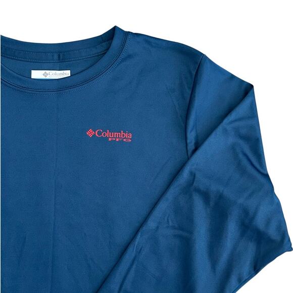 COLUMBIA PFG Boy's Performance Navy Fish Flag Top Large NWOT - Picture 2 of 4